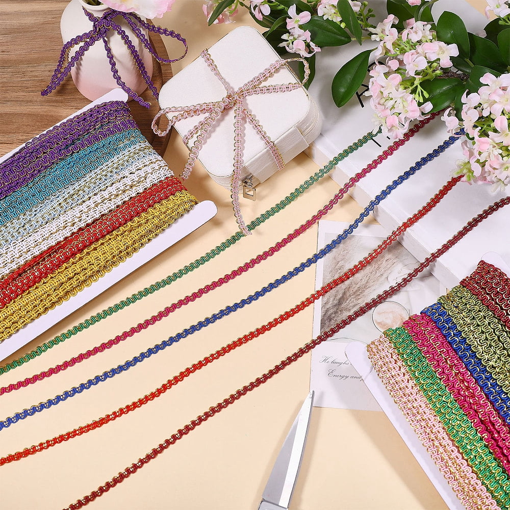 120 Yards 12 Colors Braid Lace Trim 1/4 inch Wide Braid Ribbon Trims Centipede Gimp Trim Ribbon
