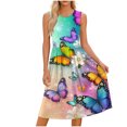 thumbnail image 2 of AUNVITO Women's Casual Sleeveless Dress with All-Over Print Round Neck and Pocket Casual and Comfortable Style, 2 of 9