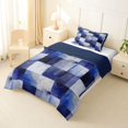 thumbnail image 2 of Homewish Grunge Checkered Twin Comforter Sets,Minimalist Aesthetic Bedding Set,Navy,Navy Blue Reversible,2-Piece,1 Comforter and 1 Pillowcase, 2 of 7