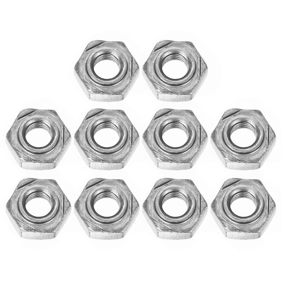 10 Pack Hex Weld Nuts, M5x0.8mm Carbon Steel Hex Nuts with 3 Projections Machine Screw for DIY Home Repair, Silver
