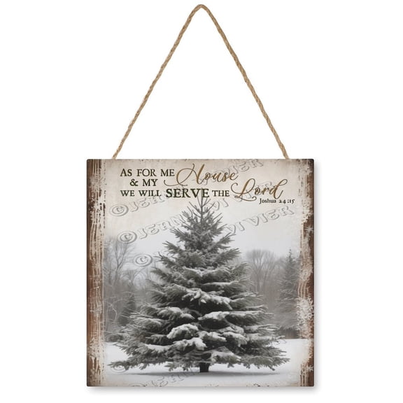 Whimsical Snowy Tree Wooden Hanging Sign Featuring Inspirational Quote - Festive Vintage Decor for Bedrooms, Nurseries, and Farmhouse Settings, 12"x12"