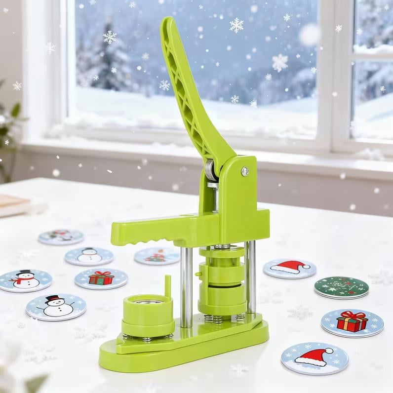 58MM Button Maker Machine，Free Installation of DIY Brooch Badge Button Manufacturer Press, Including 100 Button Parts, 100 Button Back Cover, 100 Round Paper, 100 Clear Film