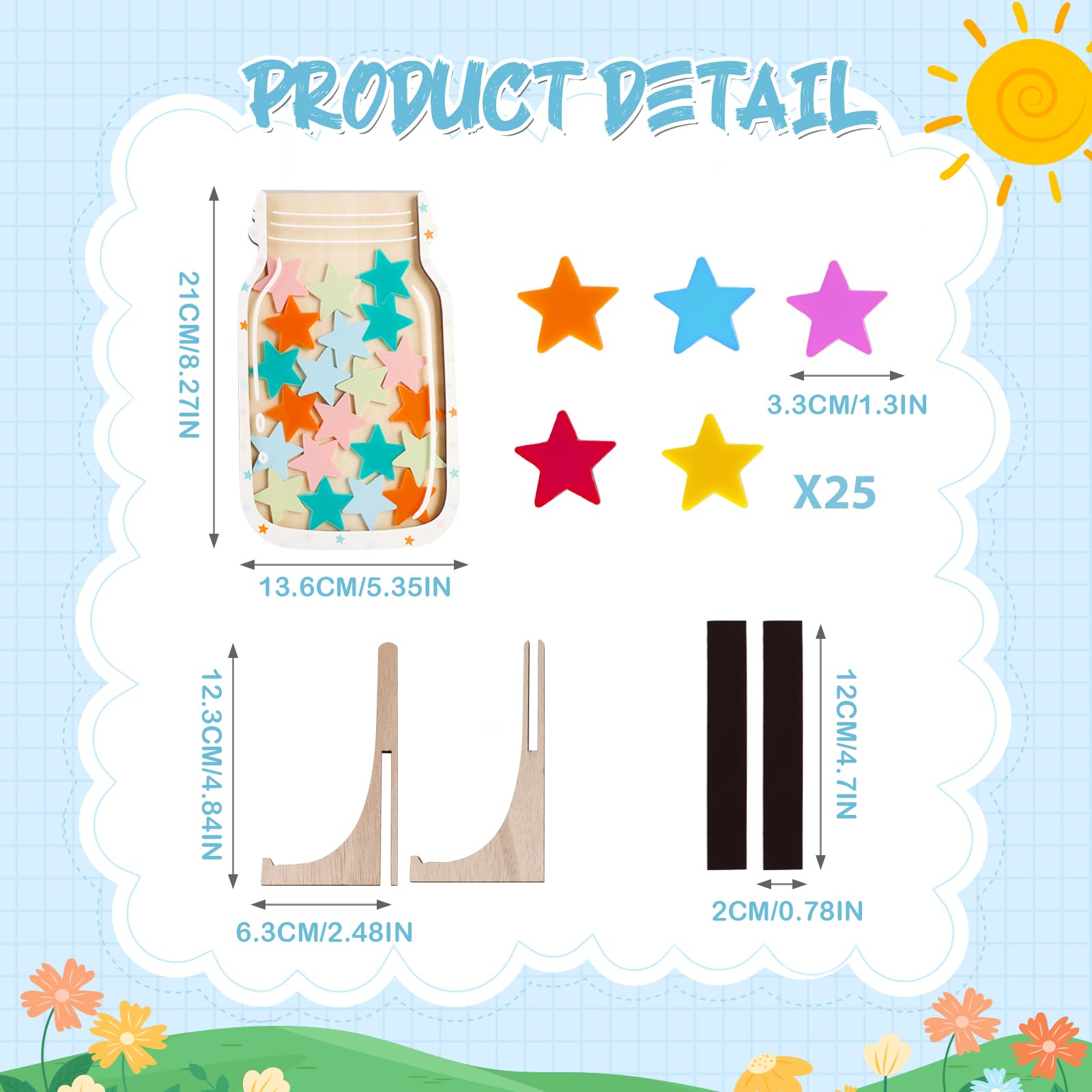 Tarro De Recompensas Con 30 Estrellas De Madera Para Niños – Magnético, Personalizable Con Pegatinas Y Perfecto Para Aprender Buenos Hábitos