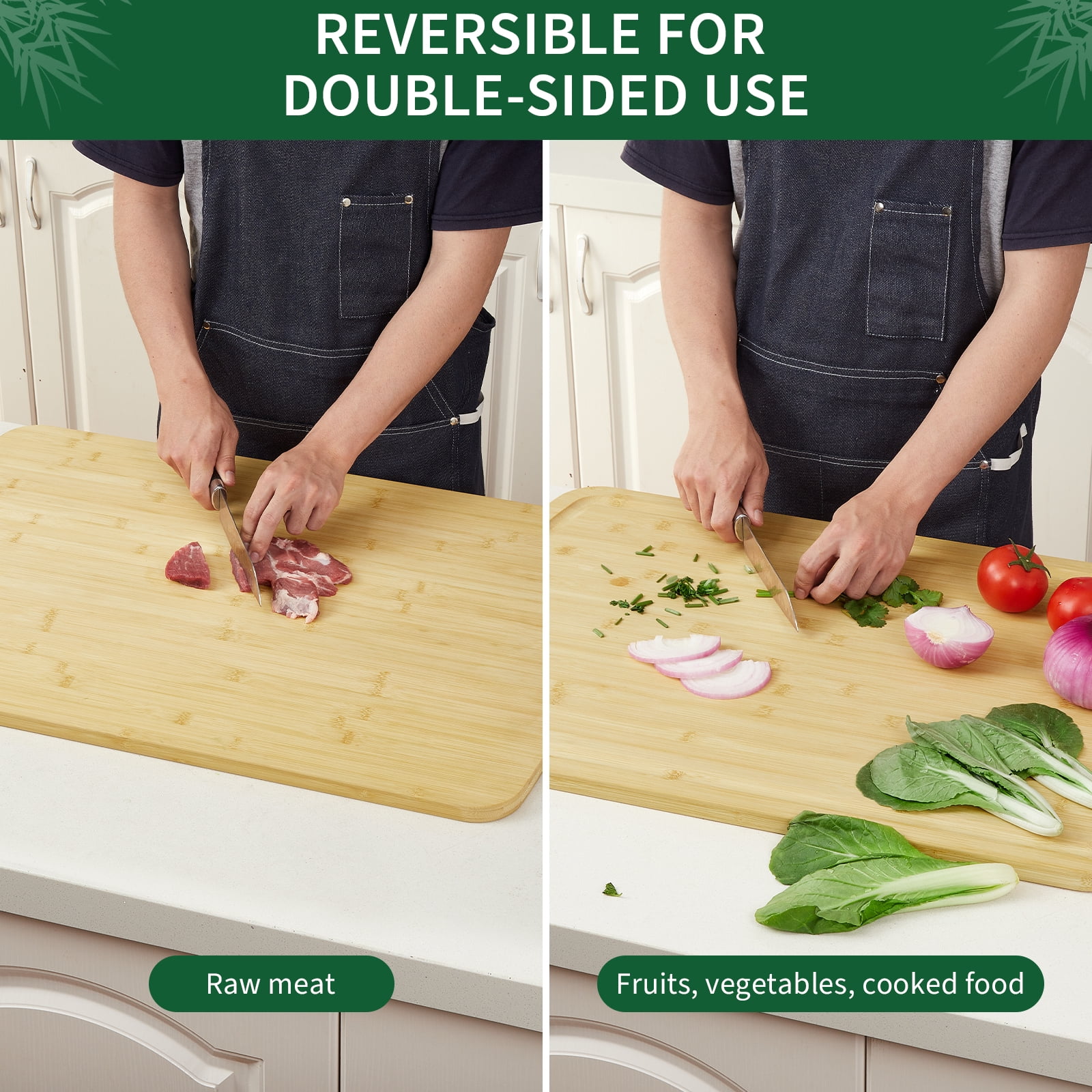 Extra Large Bamboo Cutting Board for Kitchen, Stove Top Cover Wood Butcher Block with Juice Groove,30 x 20 Inch Wooden Chopping Board, for Meat Turkey Carving Charcuteries, 0.8" Th