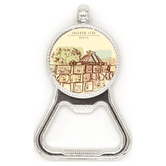 Chichen Itza Mexique Dessin de Civilisation Ancienne Bouteille de Bière en Métal Ouvre-Bouteille en Acier Inoxydable