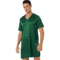 thumbnail image 2 of inhzoy Mens Satin Pajamas Short Sleeve Silk Nightshirt V Neck Nightwear Nightgowns Dark Green M, 2 of 9