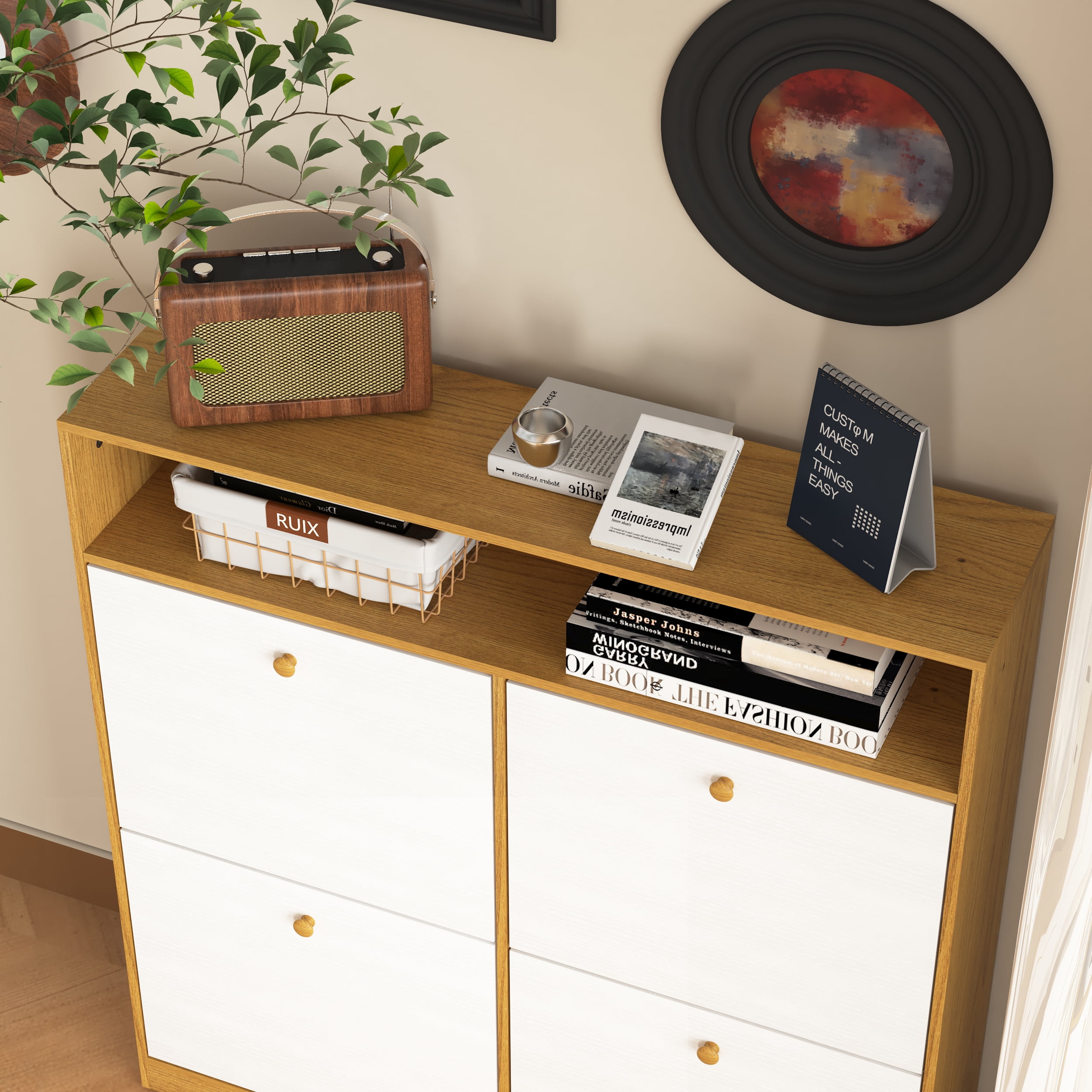 MAYEERTY Shoe Storage Cabinet with 4 Flip Drawers – Space-Saving Shoe Rack Organizer