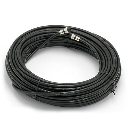 150' Feet, Black RG6 Coaxial Cable - Made in the USA - with rubber booted - weather proof - outdoor rated Connectors, F81 / RF, Digital Coax for CATV, Antenna, Internet, & Satellite