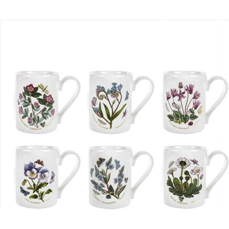 

Garden Tankard Mug | Set Of 6 With Assorted Floral Motifs | 12 Oz Coffee Mugs | Made In England From Fine Earthenware | Dishwasher Safe