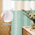 thumbnail image 4 of No Hook Shower Curtain, Mint Green Shower Curtains for Bathroom with See Through Top Window, Modern Minimalist Stripes Linen Texture Waterproof & Washable Bath Curtain Standard 72"x72", 4 of 9