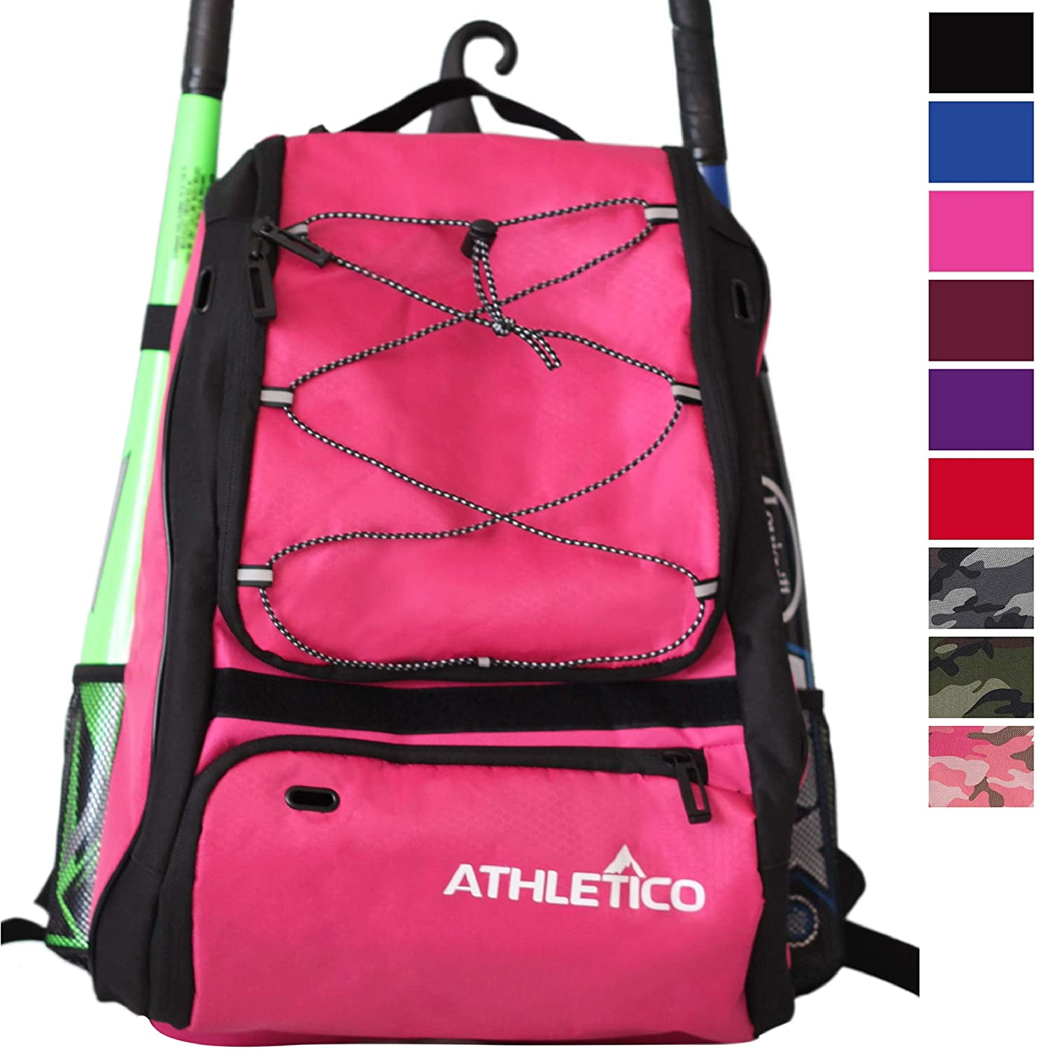 T-Ball & Softball Equipment & Gear for Youth Large Soft Backpack with Vented Shoe Compartment Holds 4 Bats Helmet Gloves DSLEAF Baseball Bat Bag Backpack Cleats & Helmet Holder 