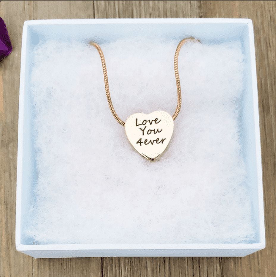 Custom Engraving Memorial Necklace, Personalized Jewelry Text and Icon Engraving, Ashes Holder Customer Keepsake Necklace, with Filling Kit and Velvet Box [Rose Gold, Text and Icon]