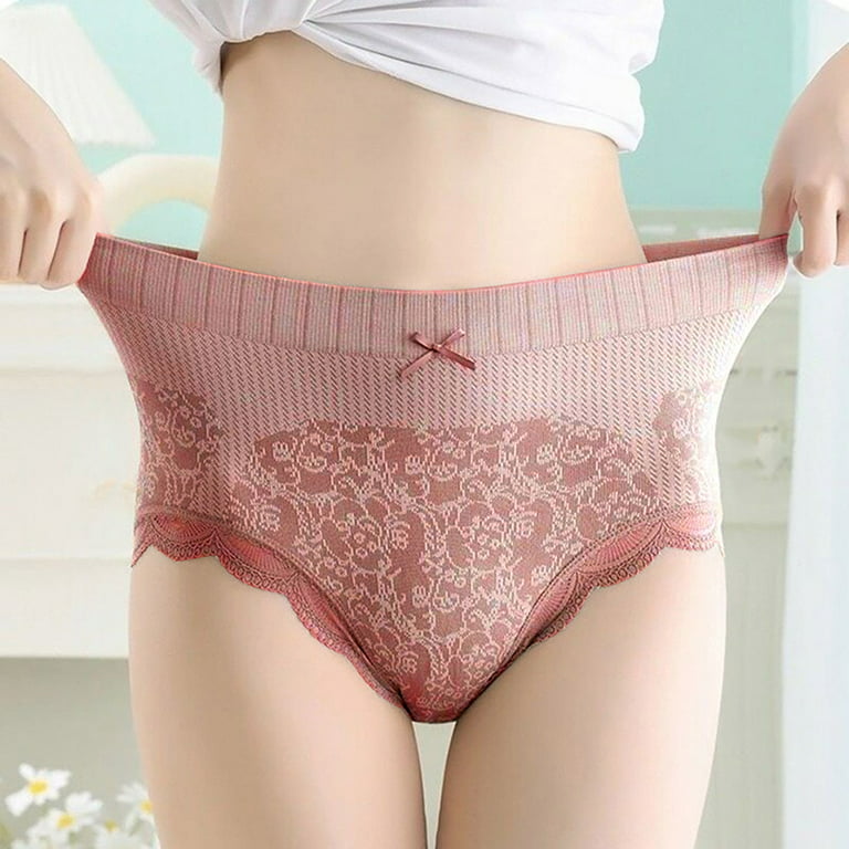 Cheeky Underwear For Women High Waist Lace With Lifter Comfortable Stylish  High-Rise Underwear Orange M 