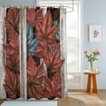 thumbnail image 2 of Bathroom Shower Curtain Gradient Blue Maple Leaves Waterproof Shower Curtains with Hooks, Retro Wooden Palnk Bath Curtains Bathtub Curtain Home Decor 60x72in, 2 of 9