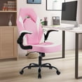 thumbnail image 6 of EDX Ergonomic Gaming Chair with PU Leather, Adjustable Swivel Computer & Office Desk Chair with Flip-Up Armrests, Pink, 6 of 7