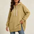 thumbnail image 4 of Cmfcve Women's Oversized Hoodies Long Sleeve Drop Shoulder Hooded Sweatshirts Side Slit Casual Fall Pullover Tops with Poc, 4 of 9