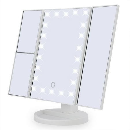 22 Led Lights Tri Fold Makeup Mirror 2x 3x Magnification Touch 22 Led Lights Tri Fold Makeup Mirror 2x 3x Magnification Touch Screen Desktop Vanity