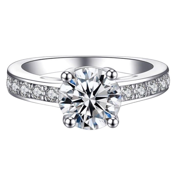 CILENON Circular Shape Silver Ring Four Claws Rhinestone Engagement Ring Wedding Ring Set Oval Rhinestone Ring Set Full Diamond Ring Size 5 11 (Silver,9)