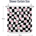thumbnail image 4 of Black White Shower Curtain Pink Flower Abstract Checkered Plaid Groovy Shower Bath Curtain Bathroom Accessories 72x72 Inches, 4 of 6