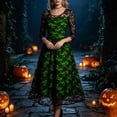 thumbnail image 2 of IWRICH Women's Gothic Party Dress Mesh Floral Embroidery A-Line Swing Dress Wedding Prom Dress Halloween Evening Gown, 2 of 4