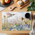 thumbnail image 2 of Spring Floral Placemats Set of 8 Summer Flowers Bird Watercolor Place Mats Indoor Wipeable Table Mats Washable Cloth Dining Table Placemats for Kitchen Holiday Party Home Decor 13x19 Inch, 2 of 9