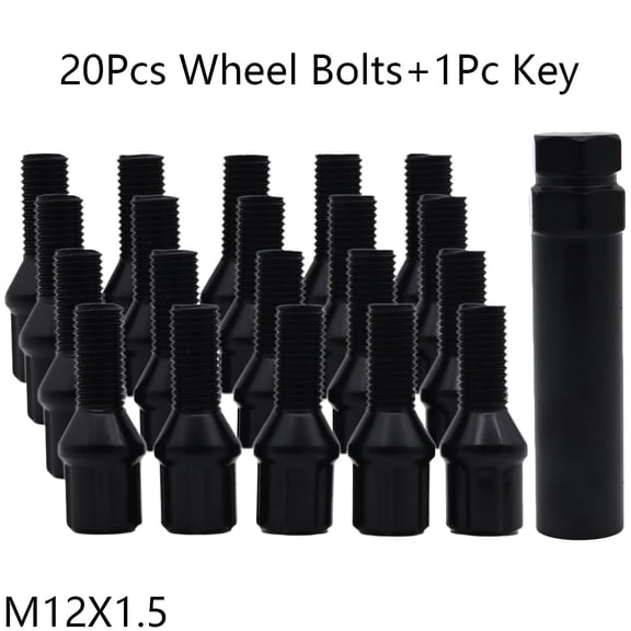 OEMASSIVE 20Pc Car Black Wheel Spline Tuner Lug Bolts   1× Key M12x1.5 for BMW M1 M3 M5 M6 Z3 Z4