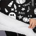 thumbnail image 3 of Oversized Wearable Blanket Hoodie,Halloween Ghost Pumpkin Pattern Sherpa Blanket Hoodie with Super Pockets,Super Warm Fuzzy Pullover for Women & Men, 3 of 6