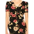 thumbnail image 5 of Moa Collection Women's Floral Sheath Dress with Deep V-Neckline and Puff Sleeves, 5 of 6