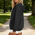 thumbnail image 6 of Aezemi Women Hooded Zip up Sweatshirts Fashion Comfy Winter Fall Outdoor Blouses with Pockets Casual Long Sleeve Full Zip Tops M, 6 of 7