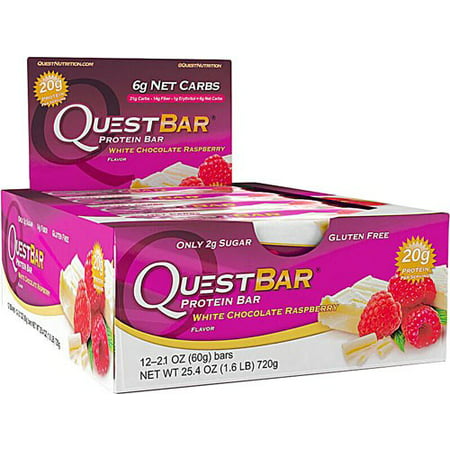 QuestBar Protein Bar Chocolat blanc Framboise - 12 CT
