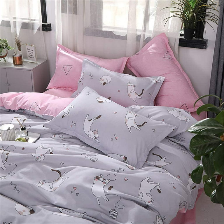 Pink and grey kids top bedding