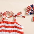 thumbnail image 4 of LIIPEE Girls Onesie Summer Cute Strappy Sleeveless Ruffled July Ou 4Th Striped Printed Pleated Dress Bodysuit With Headband Toddler Classic Daily One-Pieces,Red1,0-3 Months, 4 of 9