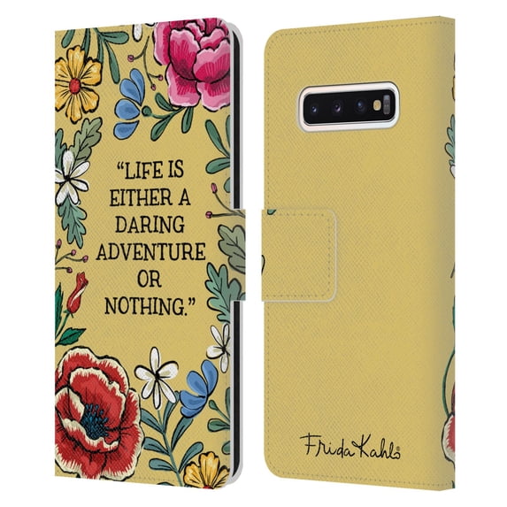 Head Case Designs Officially Licensed Frida Kahlo Art & Quotes Daring Adventure Leather Book Wallet Case Cover Compatible with Samsung Galaxy S10