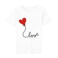 thumbnail image 4 of Meichang Hauts pour Femmes T-Shirts de la Saint-Valentin T-Shirts de Fête à Col Rond T-Shirts à Imprimé Cœur d'Amour T-Shirts à Manches Courtes Jolis Tees Blouses en Liquidation, 4 of 5