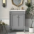 thumbnail image 3 of 24'' Bathroom Vanity with Top Sink, 2-Tier Modern Bathroom Storage Cabinet, Single Sink Bathroom Vanity, Large Storage Shelves,Grey, 3 of 6