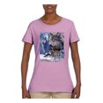 thumbnail image 2 of Wolves and the Moon in the Winter Night | Womens Animal Lover Graphic T-Shirt, Light Pink, Large, 2 of 3