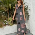 thumbnail image 2 of Sleeveless Dress Elegant rose gold black and pink dots summer women's suit summer outfits for wome, 2 of 5