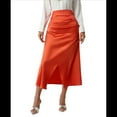 thumbnail image 3 of Falda de Satén de Seda con Cintura Alta y Cremallera para Mujer. Color Naranja M, 3 of 7