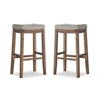 Home Square 2 Piece Wood Bar Stool Set in Rustic Brown