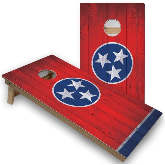 Skip's Garage | Tennessee Flag Cornhole Boards | Includes (2) Boards, (8) Bags & Optional Accessories