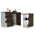 thumbnail image 3 of Kitchen Base Cabinet - 3 Drawers, 2 Internal Shelves In White / Dark Walnut Modern Style With Expandable Feature And Concealed Storage Drawers & Modern, Shelf Extra Capacity, 3 of 5
