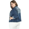thumbnail image 4 of ChaqueDe MezclilDeshilachaCon Frente Lavado Clásico PaMujer De TalGrande Azul 2X, 4 of 6