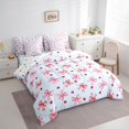 thumbnail image 3 of Manfei Polka Dots Bowtie Bedding Comforter Set 7 Pieces, Red Blue Pink Full Bedding Set for Girls, Girly Bow Ribbon Fitted Sheet Flat Sheet, Super Cozy Bedroom Decor, 3 of 8