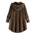 thumbnail image 2 of MIUOWANP Women Plus Size Button Plush Tops Hooded Loose Cardigan Wool Coat Winter Jacket, 2 of 6