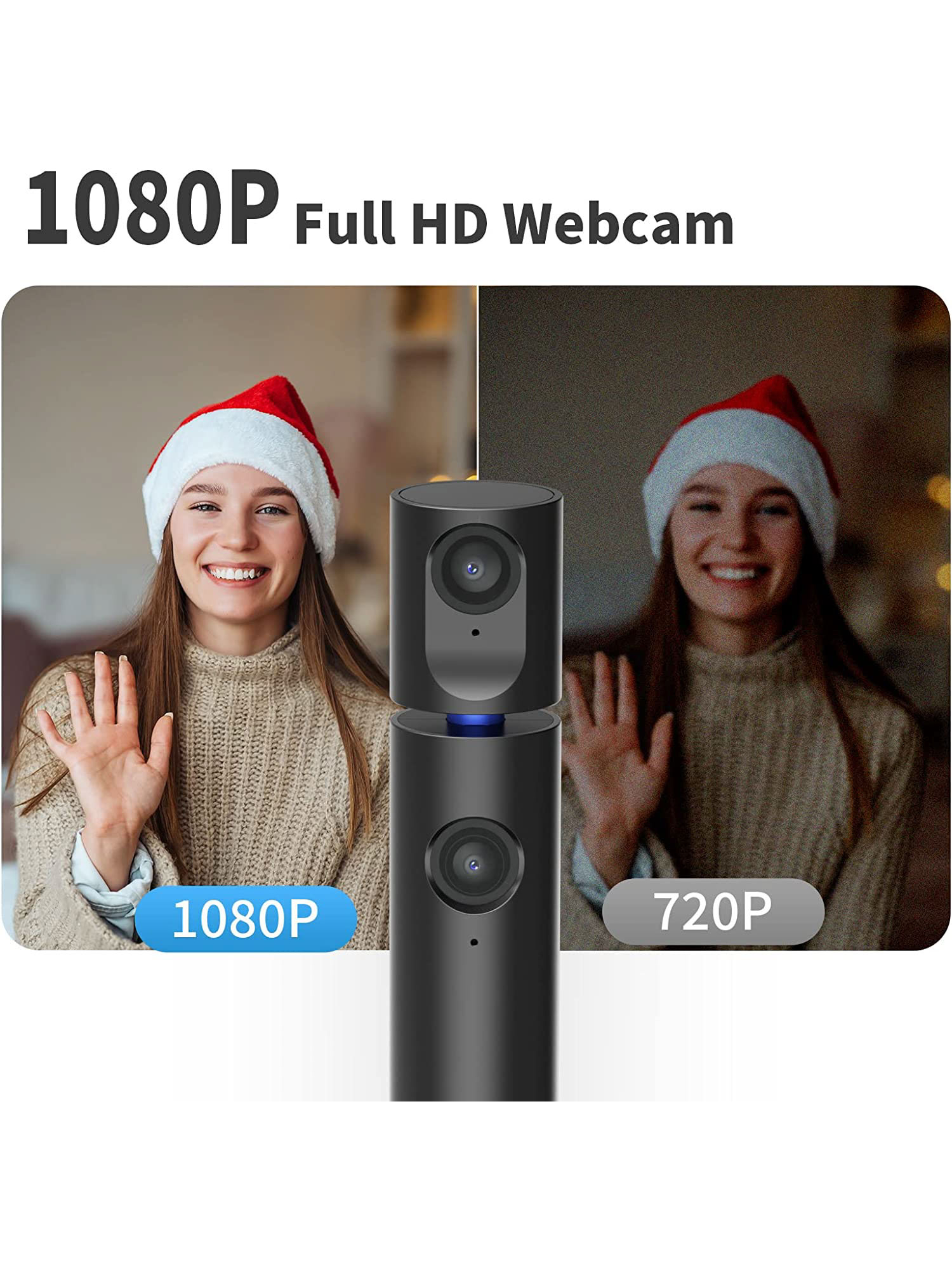 CZUR Halo Streaming No-Mount 1080P Dual Webcam with Microphone, 90 Degree View and Compatible with Skype, Zoom, TikTok, Twitch and FaceTime for Conference, Gaming, Podcast