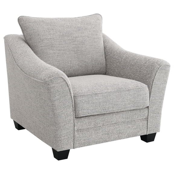 Benjara Kito Armchair- 39" Modern Light Gray Fabric- Angled Track Armrests