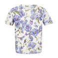 thumbnail image 4 of IYYVV Plus Size Tunic Tops For Women Casual Summer Loose Flowy Concert Tops Short Sleeve Girls Shirts O-Neck Floral Print Graphic Tees Girls Clothes Womens Fall Fashion 2024 Purple 3XL, 4 of 5