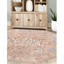 Unique Loom Timeless Collection Area Rug - Judas (7' 6" Octagon Blue/Tan)