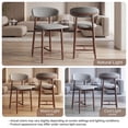 thumbnail image 3 of 26" Counter Height Bar Stools Set of 6, Kitchen Bar Stools With Curved Back & Wood Legs, Mid Century Modern Upholstered, For Kitchen Island Dining Room, Light Grey, 3 of 11