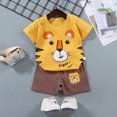 thumbnail image 2 of kpoplk Toddler Boy Short Sleeve Crewneck Solid T-Shirt Pocket Shorts 2 Piece Summer Outfit 1-5T(Yellow,6-12 M), 2 of 4